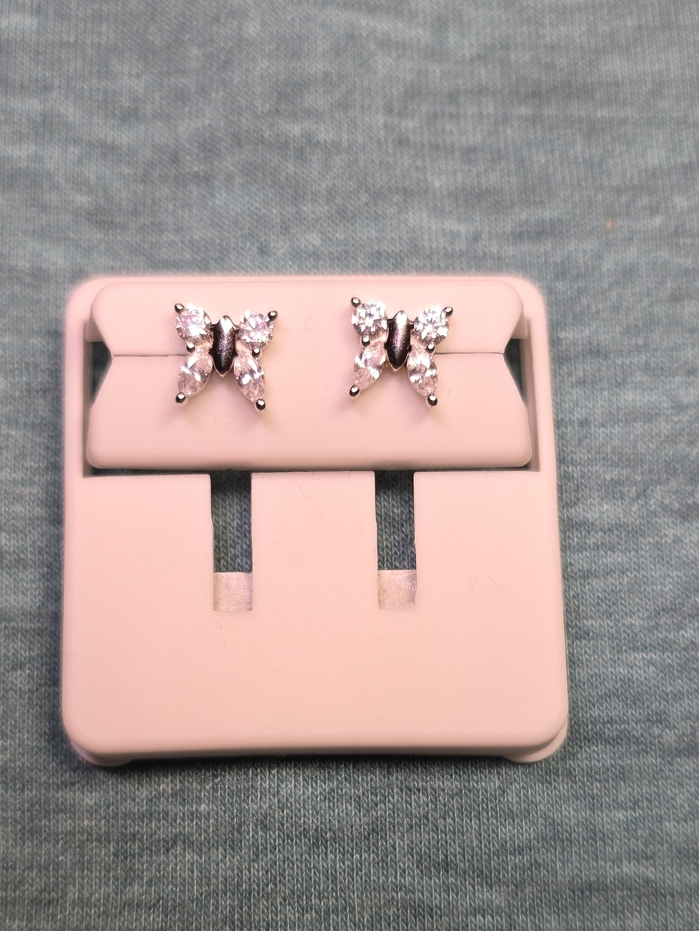 Butterfly Crystal Stud Earrings - Pink